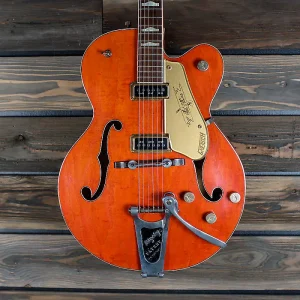 gretsch g6120 1957 western orange mint condition, w original case, strap, tags
